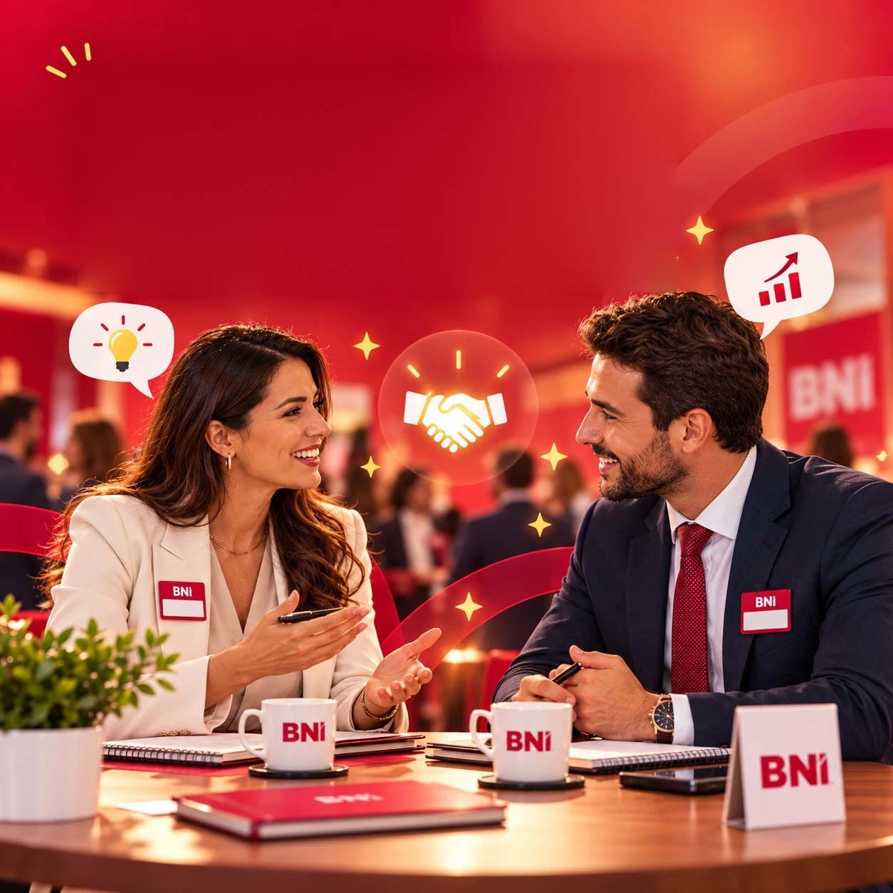 Duas pessoas conversando em um 1 a 1 do BNI POA Laçador